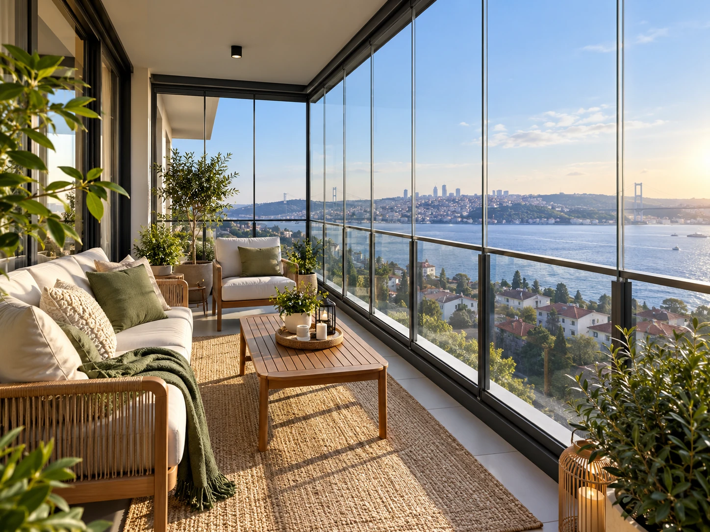 Sürgülü cam balkon ve kapalı balkon yaşam alanı
